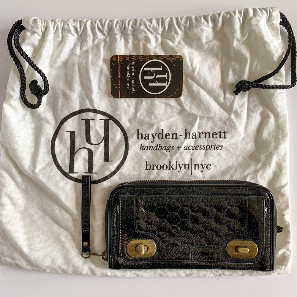 Hayden-Harnett wallet/small clutch- Paule Marrot Editions Black Patent Leather